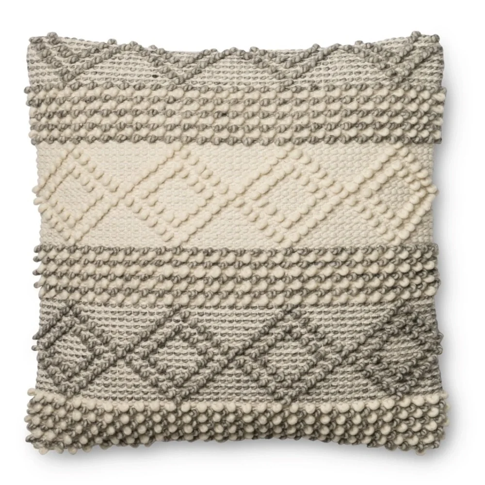 MAGNOLIA HOME JOANNA GAINES LOLOI GREY/IVORY PILLOW + INSERT 22